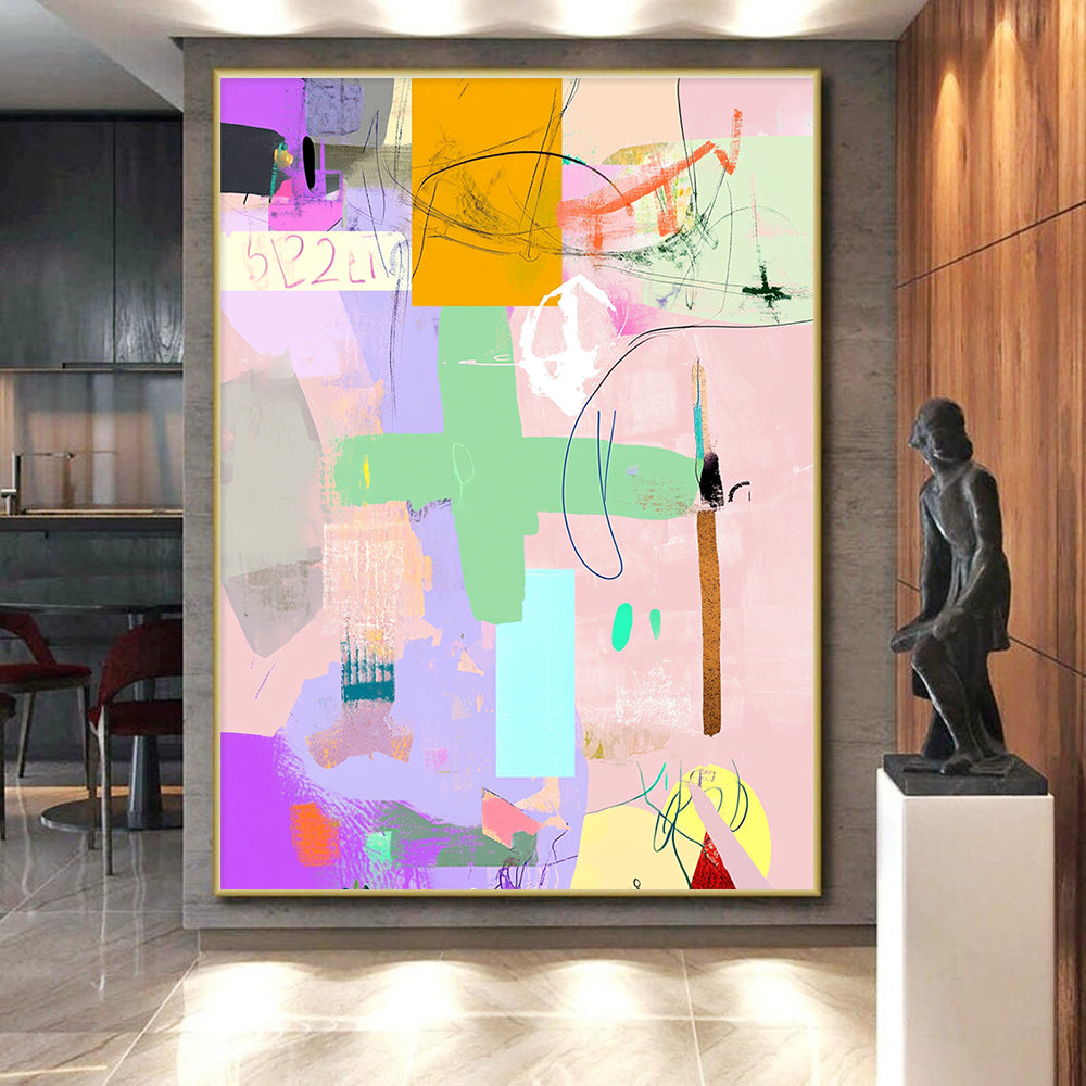 Colorful Geometric Collage Abstract Painting with Vivid Diversity WINK209