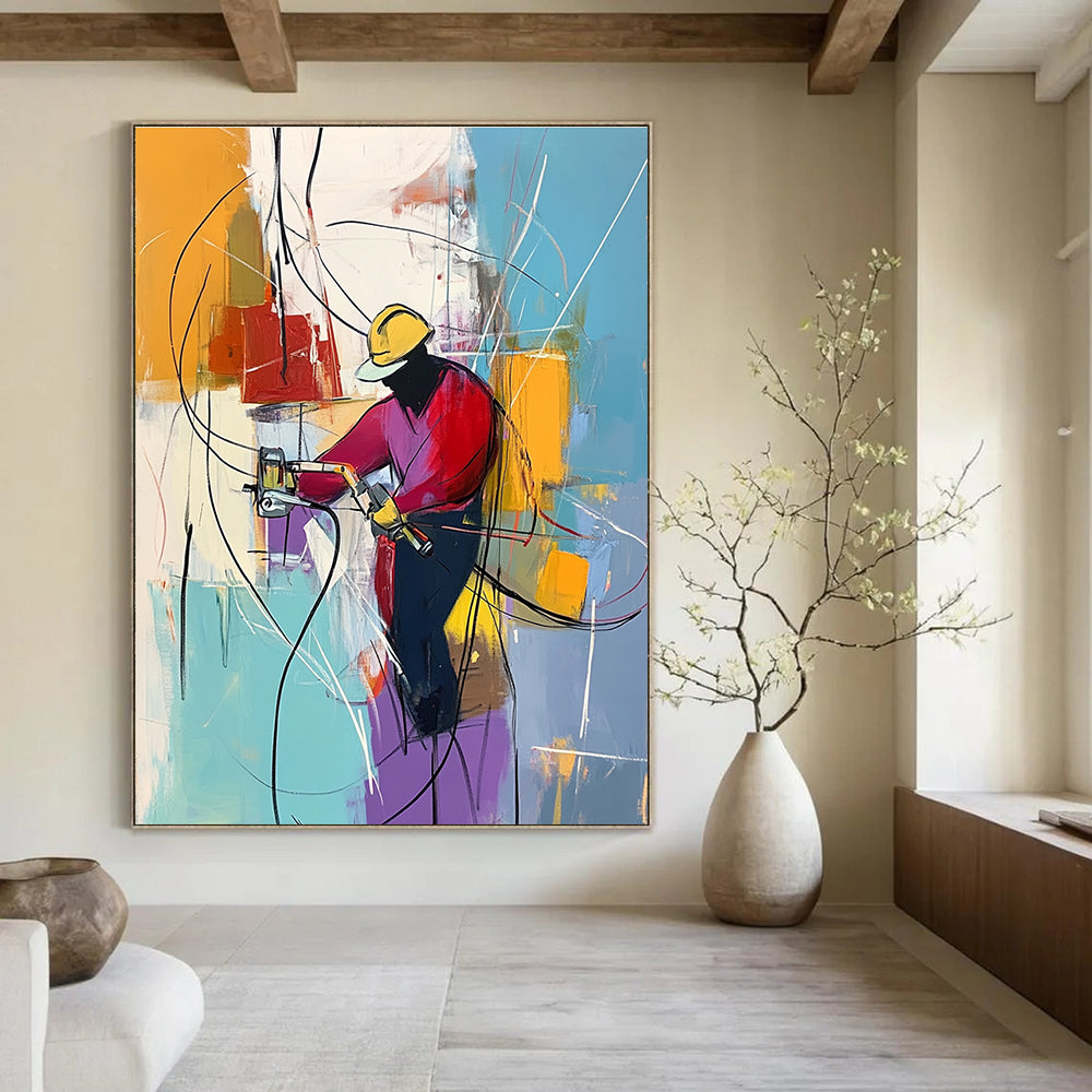 Abstract Worker Painting for Industrial - Styled Offices GAB1036