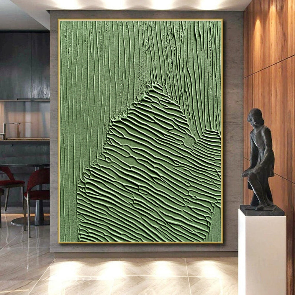 Green Textured Wave Patterns Painting with Natural Rhythm WINK062