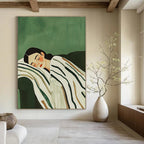Sleeping Woman on Sofa - Serene Figurative Abstract Painting GAB0423
