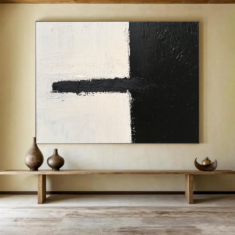 Minimalist Black and White Abstract Painting ABS300
