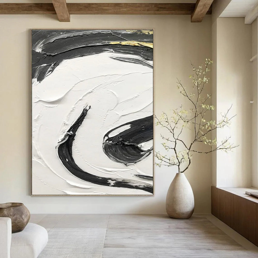 Gray - Brown Abstract Landscape Painting for Serene Home Offices HENG378