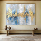 Blue - Gold Abstract Elegant Painting for Modern Spaces YHT045