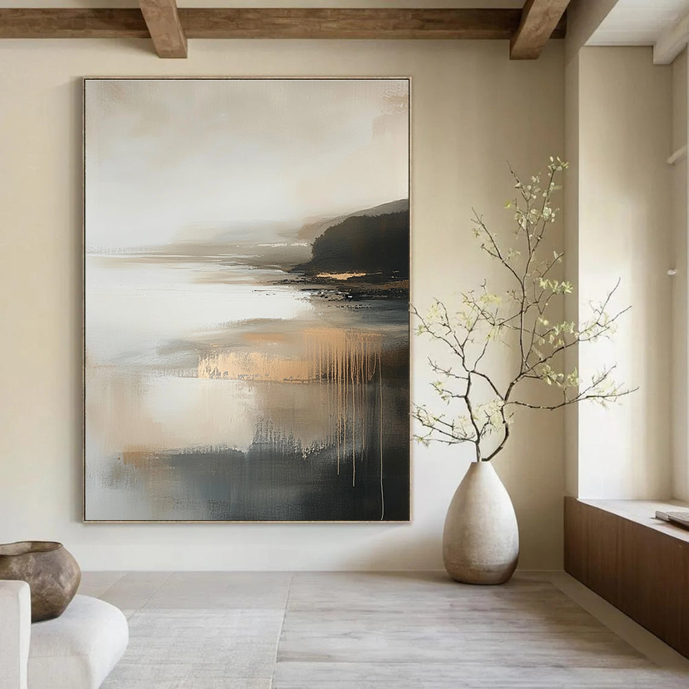 Misty Coastal Abstract Painting for Serene - Styled Bedrooms GAB1061