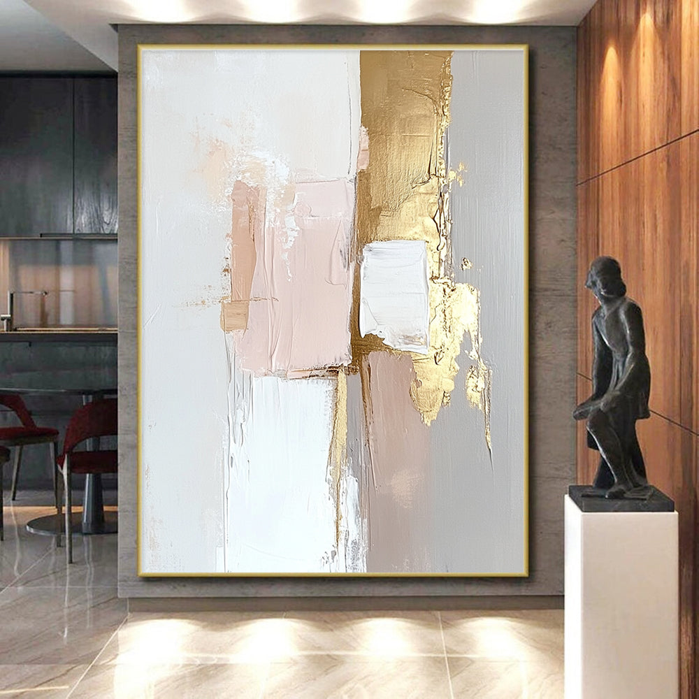 Pink Gold Gray Abstract Painting with Delicate Luxury WINK471
