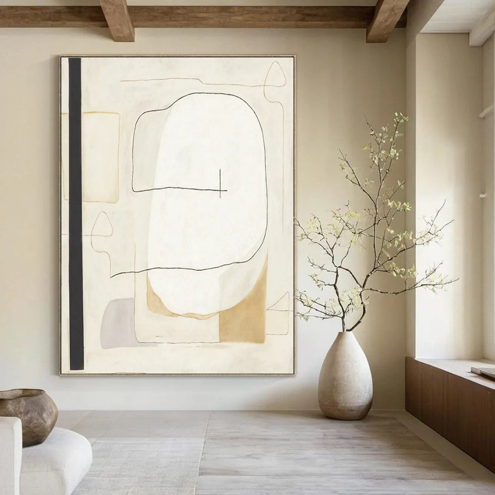 Minimalist Line Shapes Abstract Painting for Modern Office Waiting Rooms HENG025