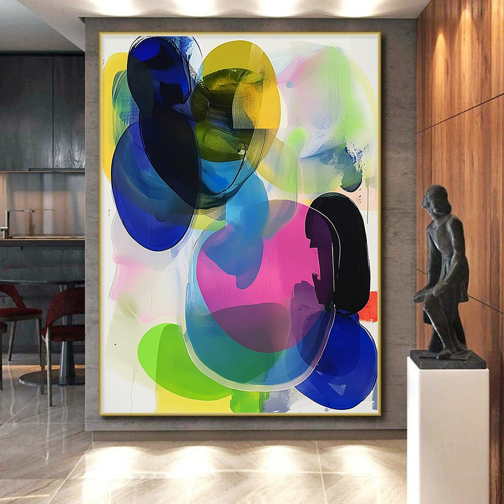 Colorful Translucent Abstract Painting with Layered Vibrancy WINK608