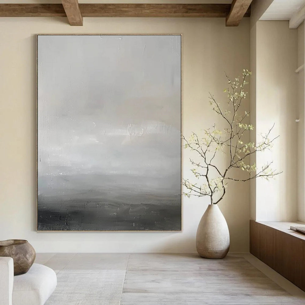 Minimalist Gray Abstract Painting for Zen - Inspired Offices HENG064