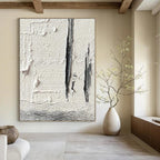 Gray - White Textured Fragment Abstract Painting for Industrial - Chic Spaces HENG371