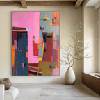 Colorful Geometric Abstract Painting for Modern Office Lounges HENG050