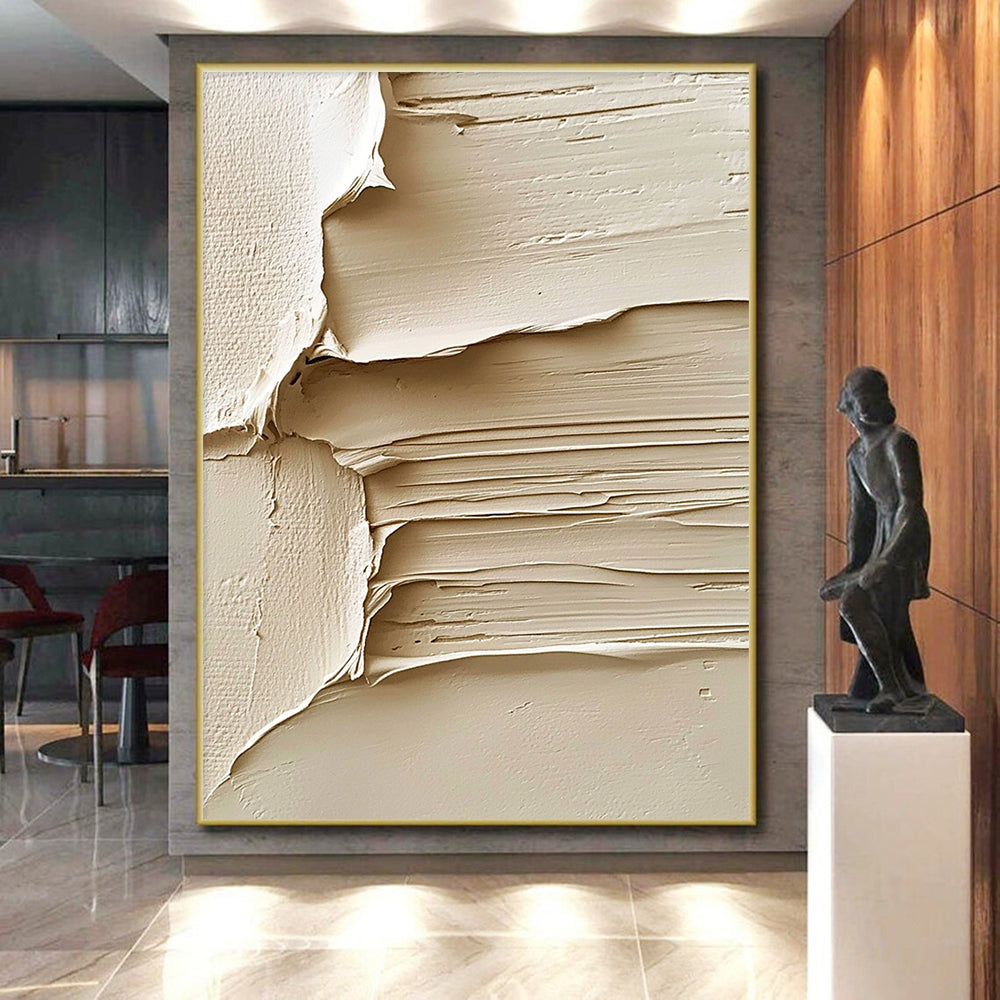 Beige Textured Layers Abstract Painting with Subtle Sophistication WINK071