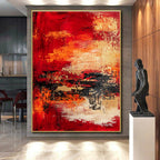 Red Orange Abstract Landscape Painting with Fiery Ambiance WINK730