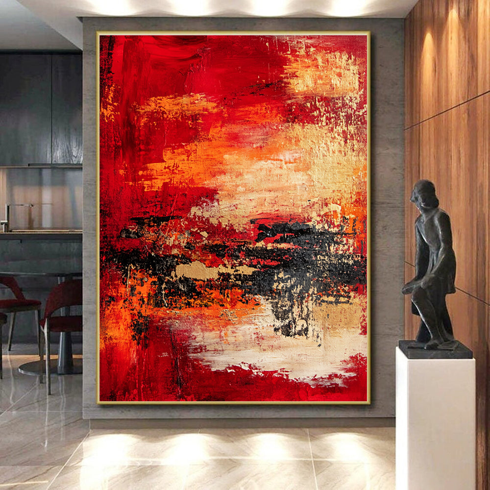 Red Orange Abstract Landscape Painting with Fiery Ambiance WINK730