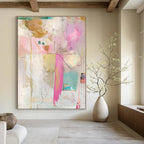 Pink and Gold Collage Luxe Mixed Media Abstract Painting GAB0251