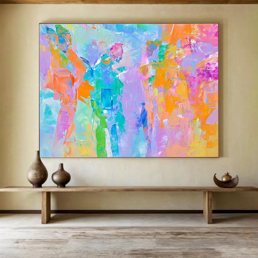Colorful Patchwork with Vibrant Brushstrokes Abstract Painting ABS344