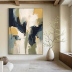Blue - Yellow - Green Abstract Painting for Nature - Themed Cafes HENG123