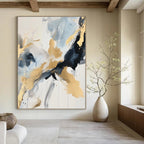 Blue and Gold Abstract Painting for Luxury - Styled Bedrooms GAB0993