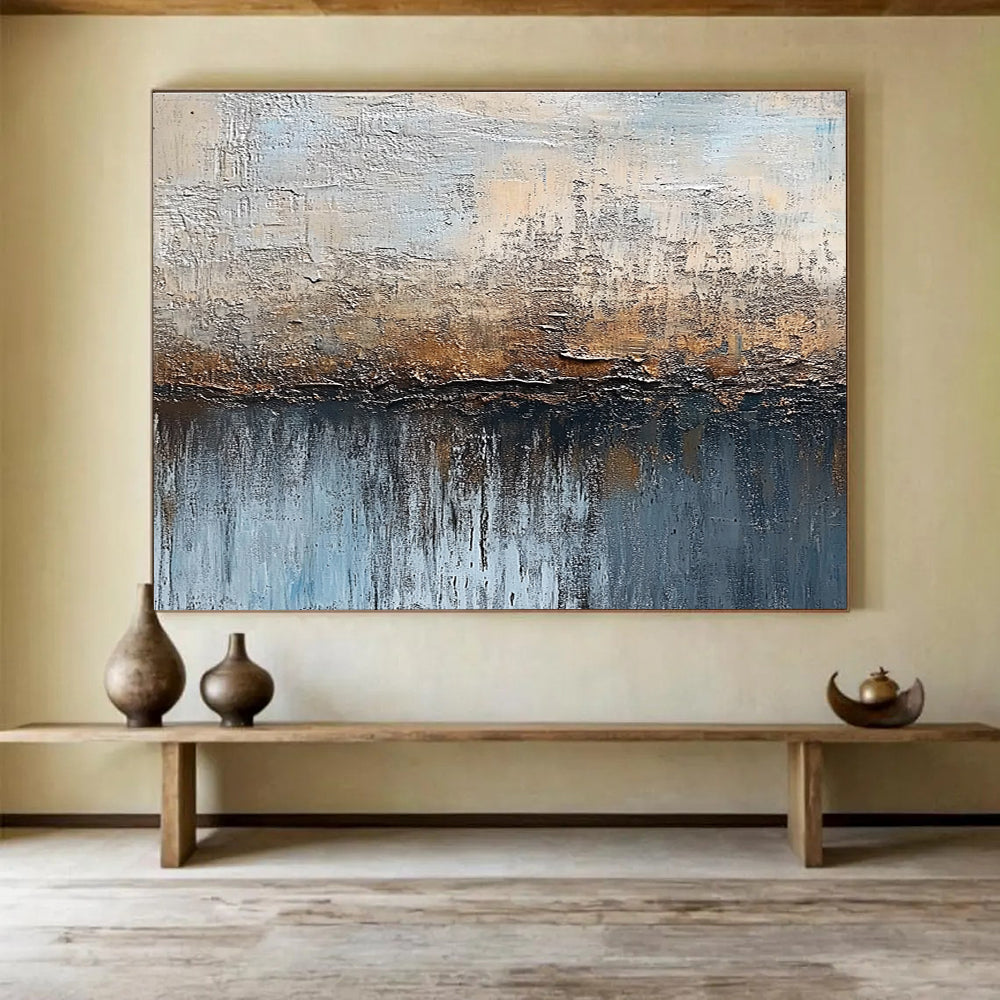 Textured Coastal Impression with Earthy Tones Abstract Painting ABS315