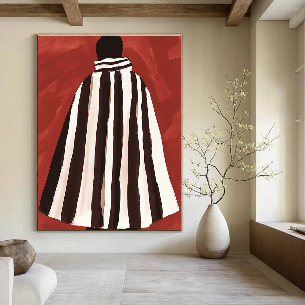 Striped Cloak Figure Abstract Painting with Bold Patterns GAB0052