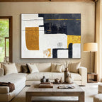 Black and Gold Geometric Abstract Painting with Sophisticated Style ABS425