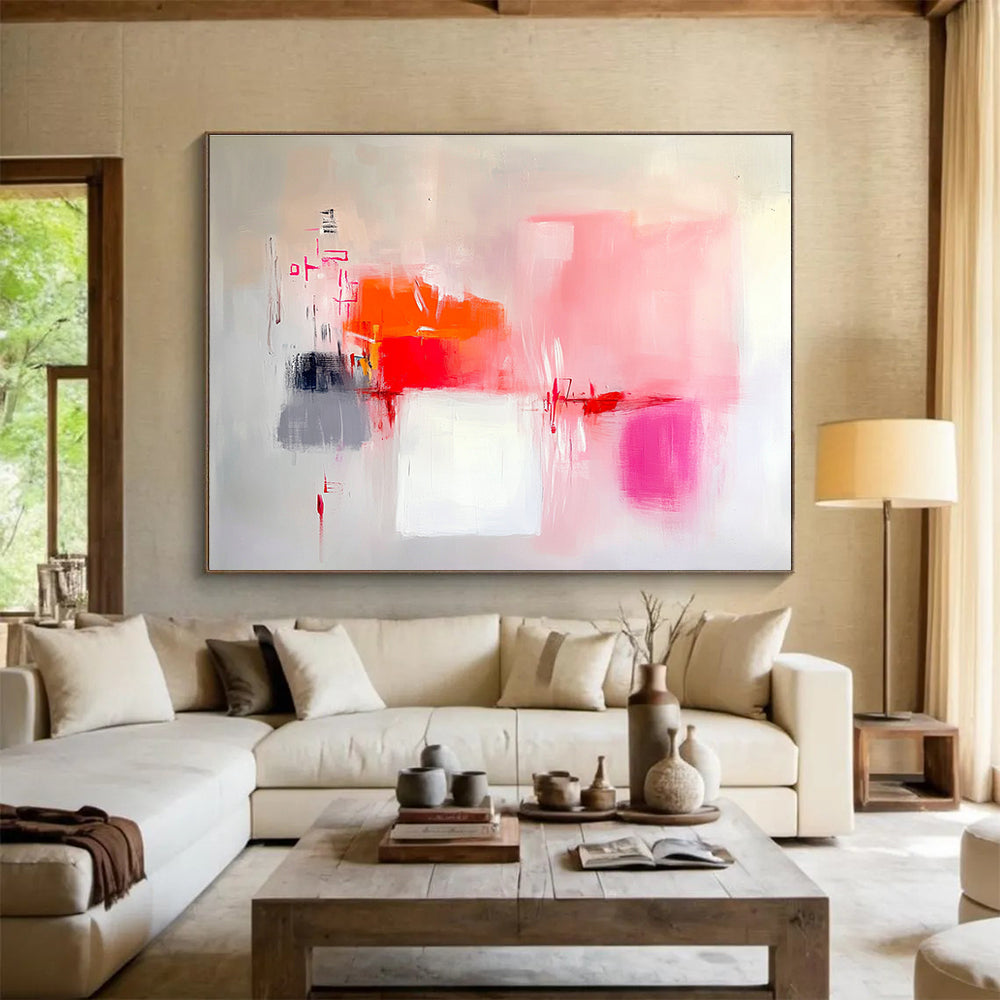 Pink - Orange Tones Abstract Painting with Expressive Brushstrokes ABS401