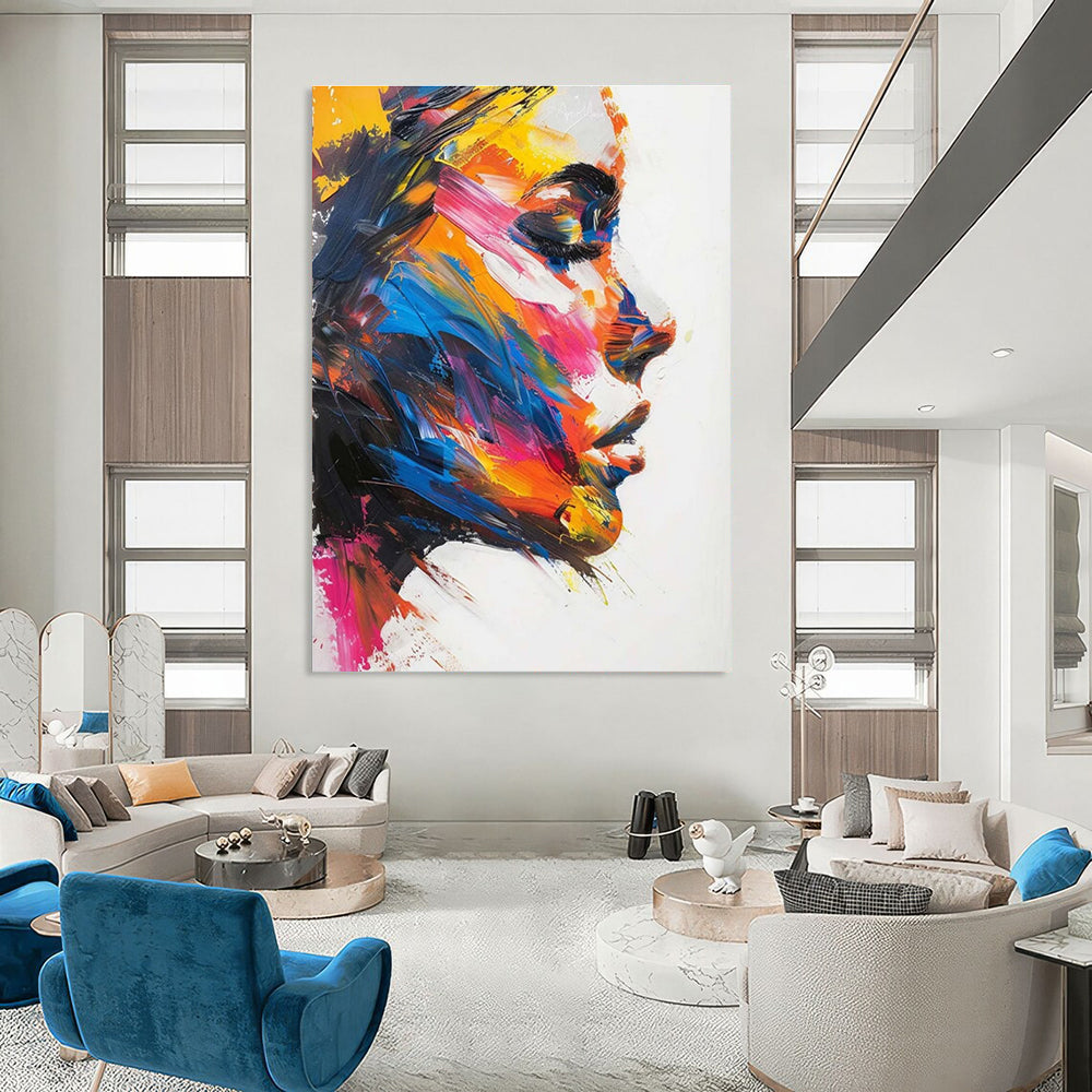 Colorful Portrait Abstract Painting for Creative Agency Meeting Rooms HENG089