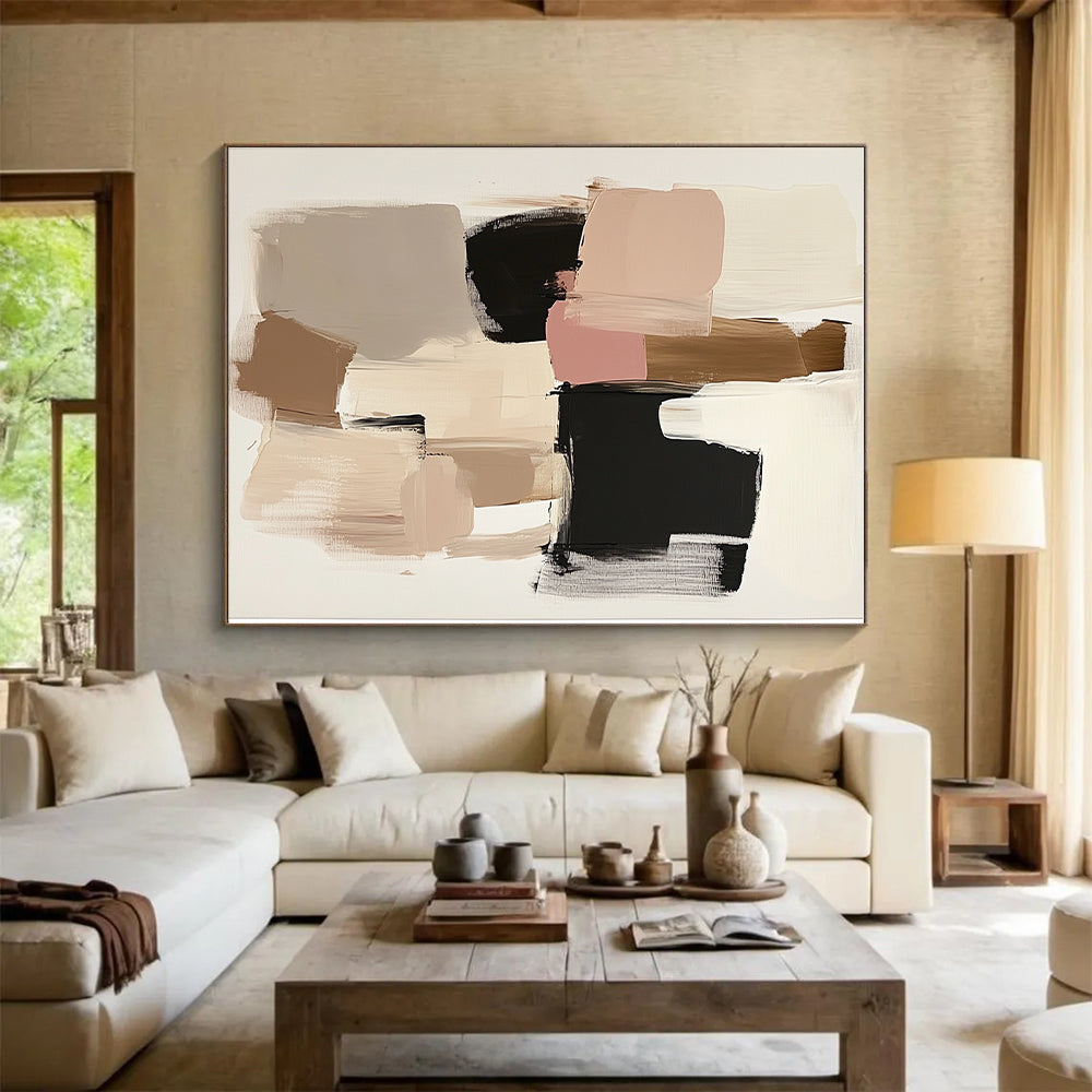 Neutral Color Blocks Abstract Painting with Subtle Harmony WINK480
