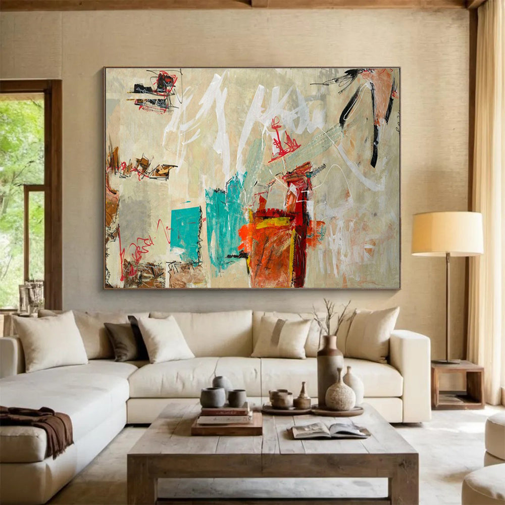 Neutral Tones Abstract Painting for Minimalist Living Rooms YHT238