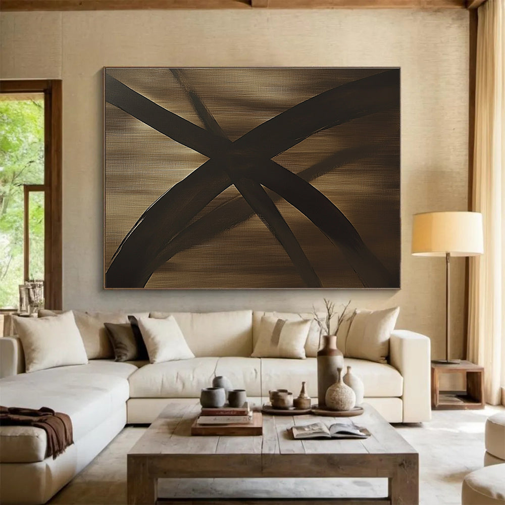 Bronze - Toned Abstract Cross Abstract Painting ABS583