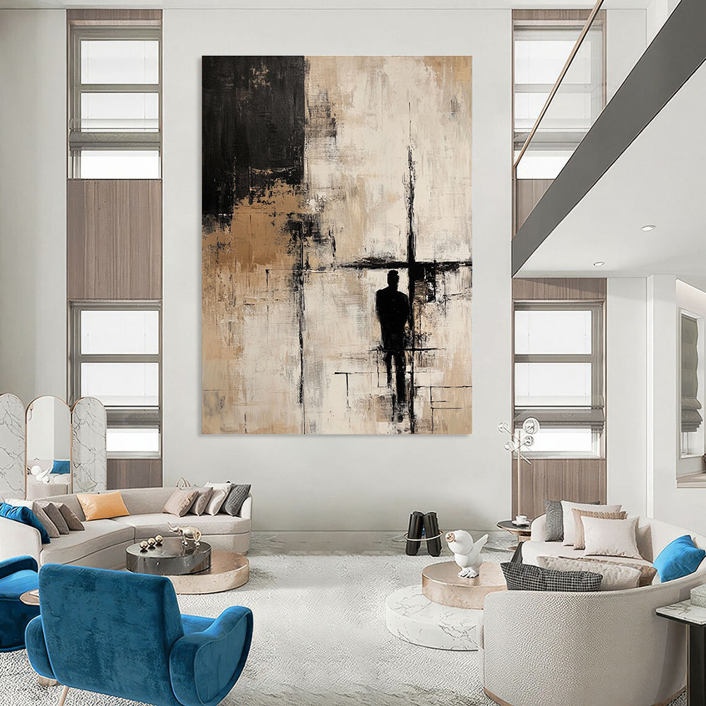 Silhouette - Themed Neutral - Tones Abstract Painting for Thoughtful Study Rooms GAB0910