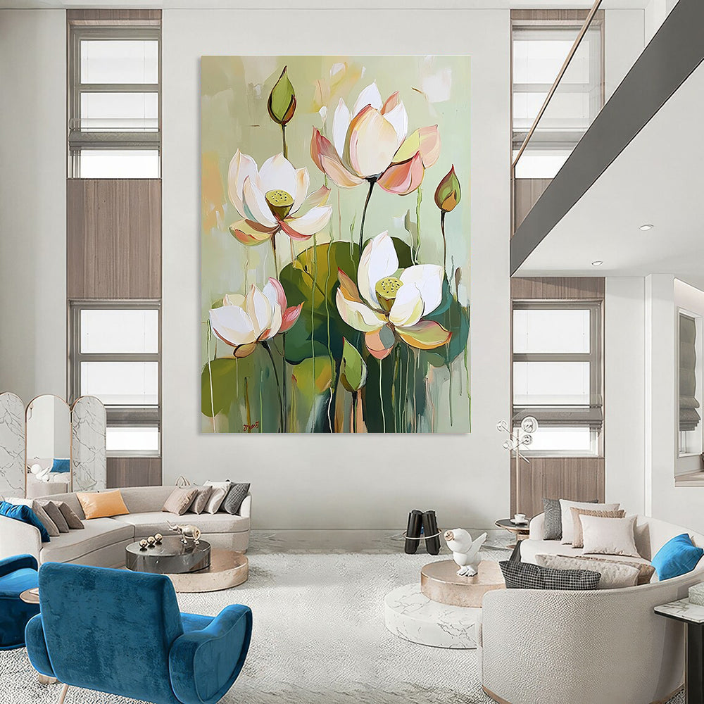 Lotus Flower Abstract Painting for Zen Gardens GAB0778