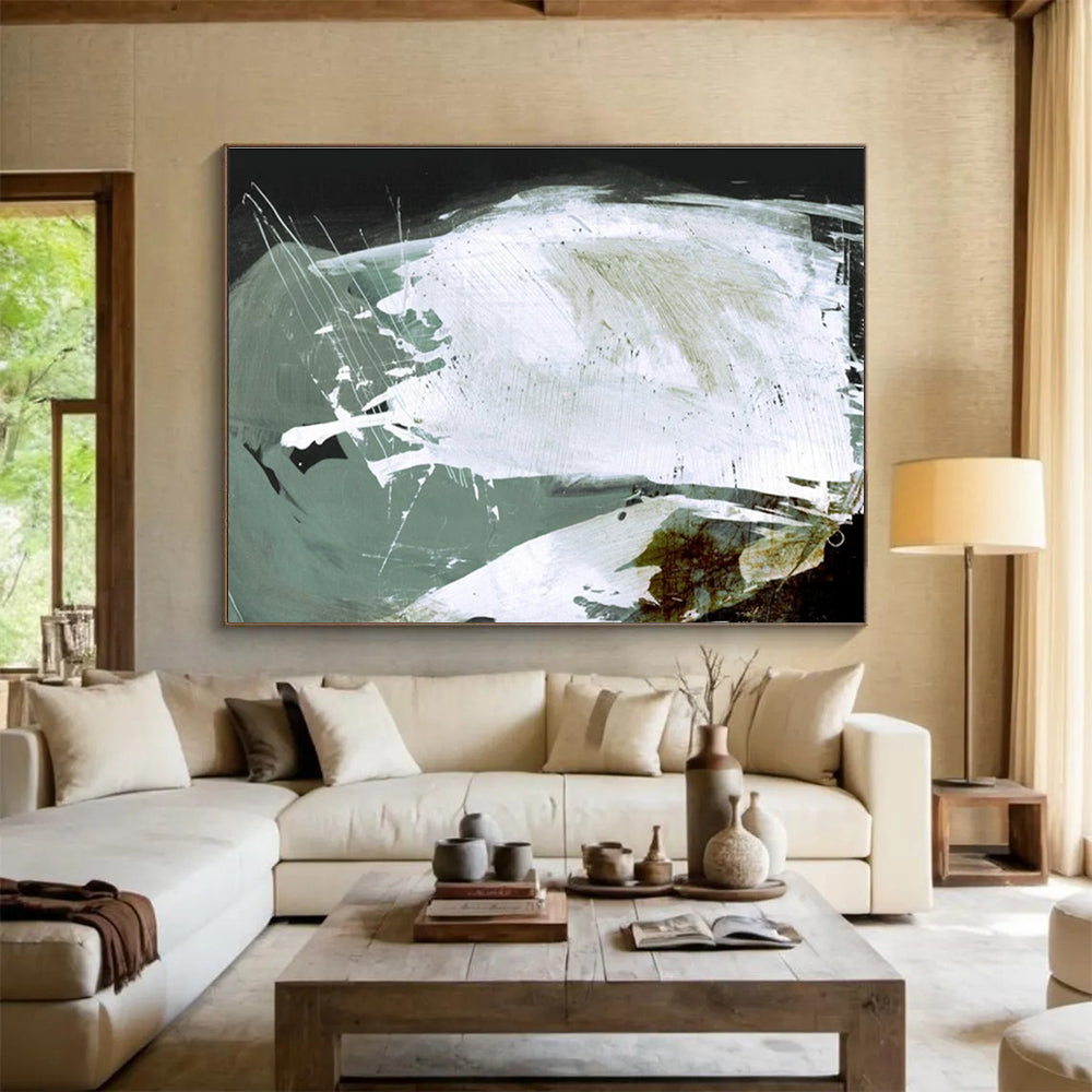 Bold White - Grey Abstract Painting for Contemporary Galleries YHT133
