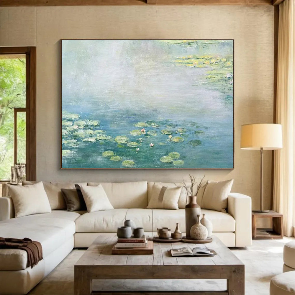 Water Lily Abstract Painting for Tranquil Spa Retreats YHT391
