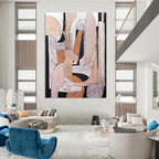Modern Neutral - Toned Geometric Collage Painting for Contemporary Decor HENG252