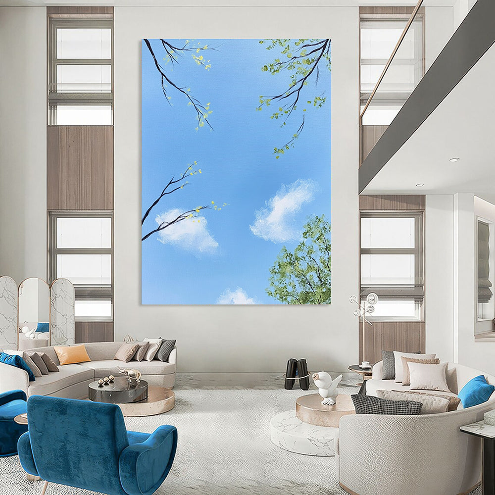 Sky with Tree Branches Serene Nature - Inspired Abstract Painting GAB0350