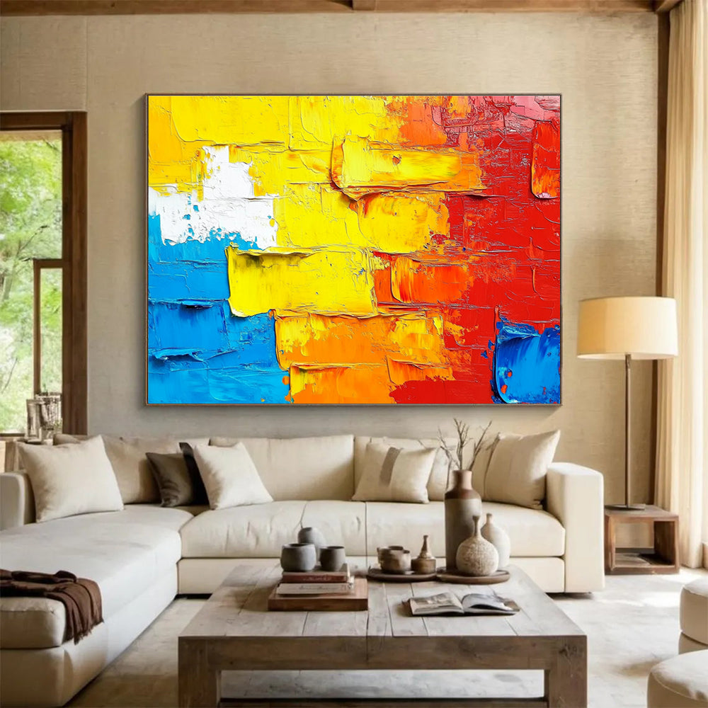 Colorful Impasto Abstract Painting with Rich Textures ABS420
