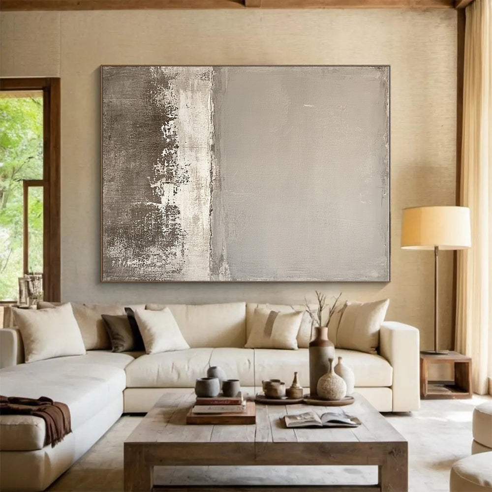 Gray and White Minimalist Abstract Painting with Calm Simplicity WINK249