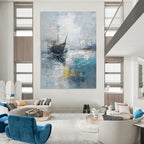Ship in Mist Abstract - Nautical Landscape Art GAB0552