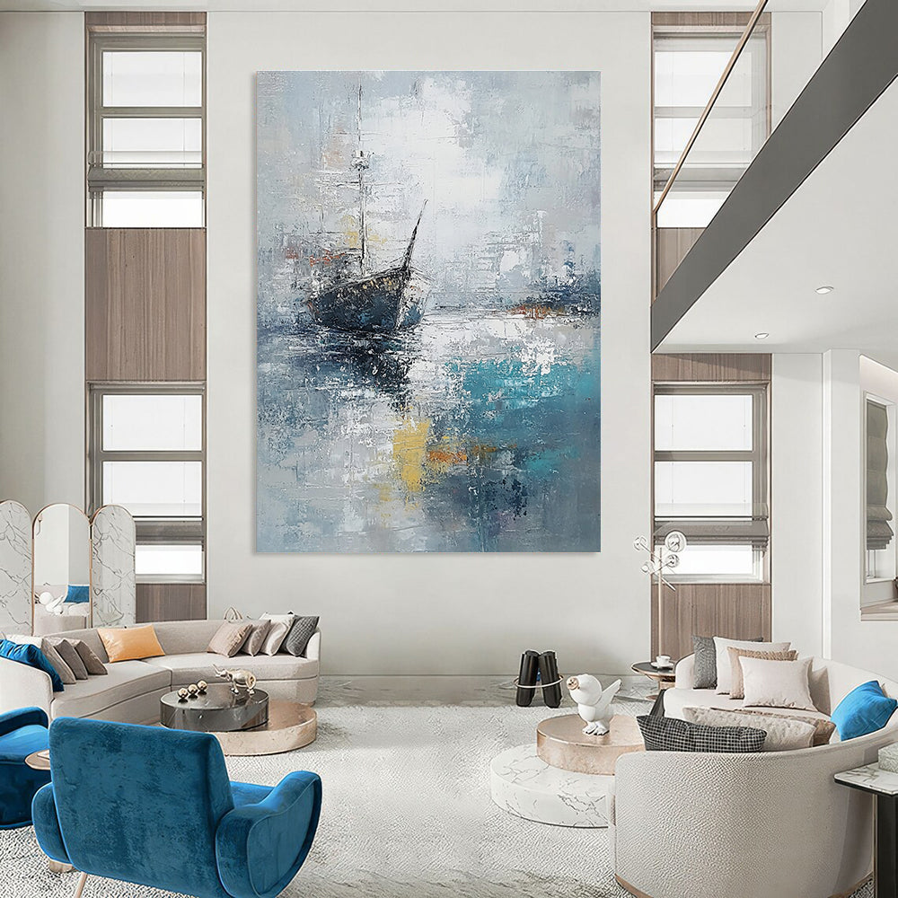 Ship in Mist Abstract - Nautical Landscape Art GAB0552