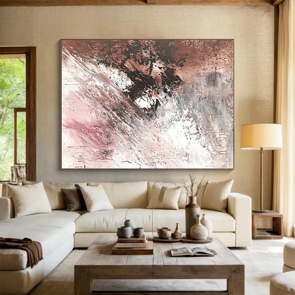 Brown Gray White Abstract Painting with Subtle Drama WINK673