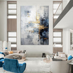 Gray and Gold Abstract Painting for Luxurious Living Rooms HENG453
