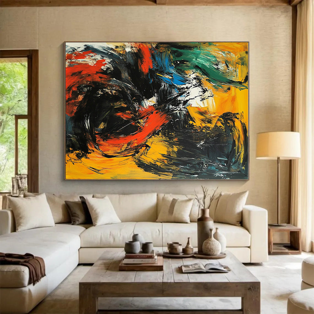 Vivid Color Clash Abstract Painting with Bold Contrasts WINK751