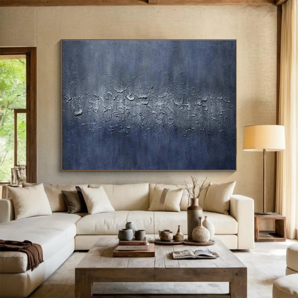 Blue Textured Abstract Painting for Modern Corporate Lounges YHT392