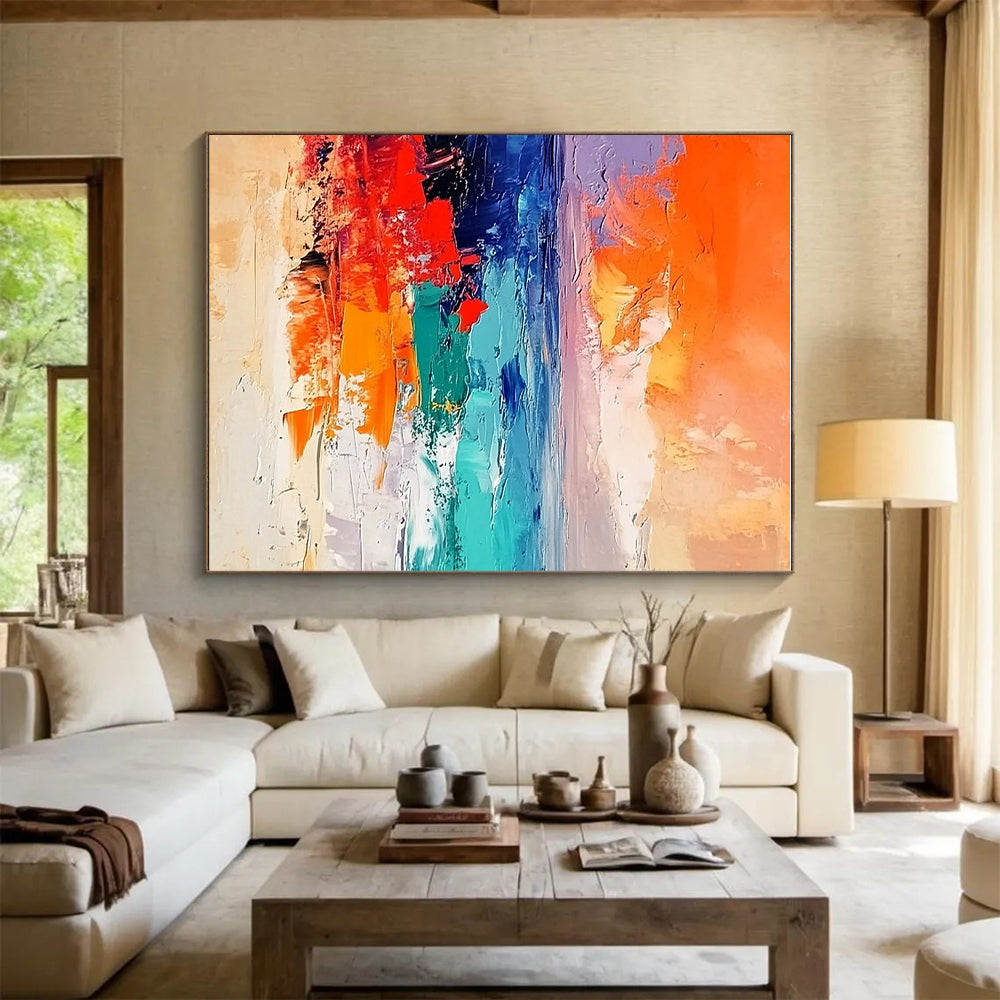 Colorful Seaside Abstract Painting with Vibrant Coastal Vibes WINK580