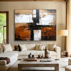 Brown Black White Abstract Painting with Textured Layers WINK672