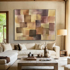 Purple and Brown Squares 1 Abstract Painting with Harmonious Geometry ABS616