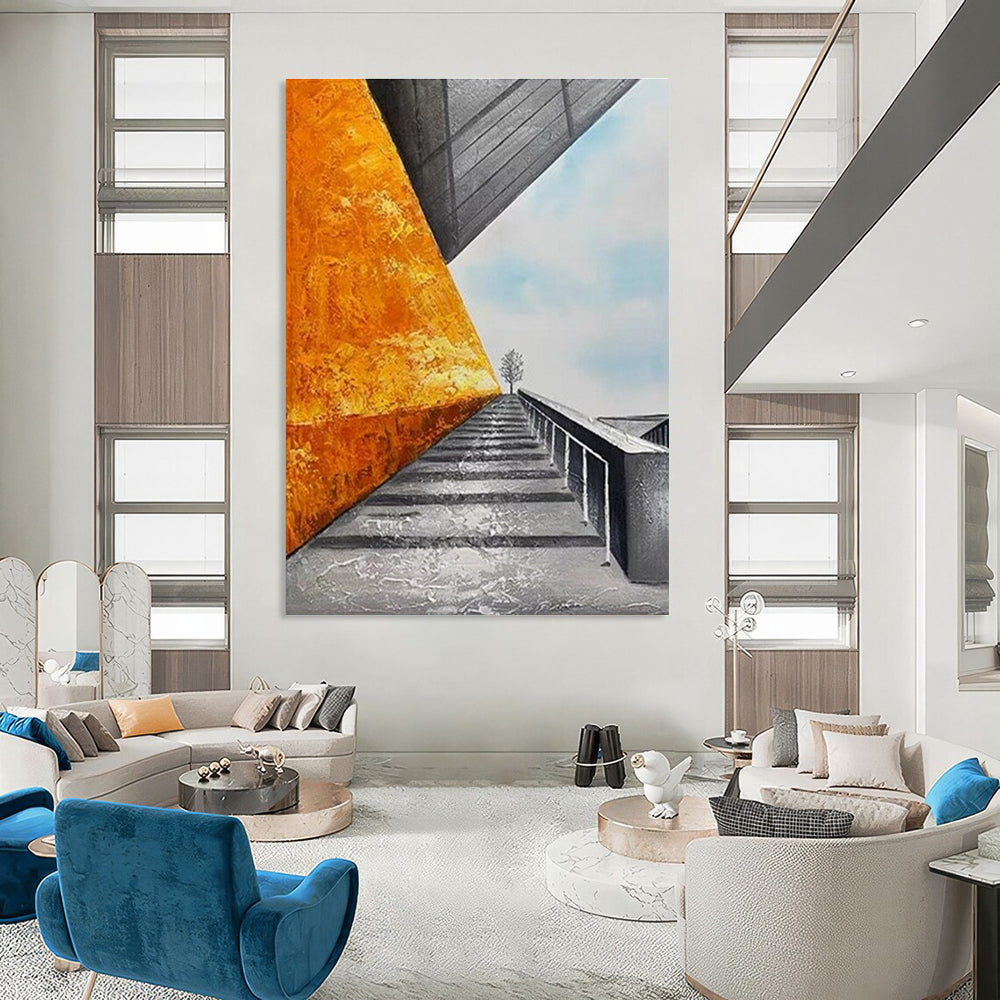 Thought - Provoking Architectural Abstract Scene Painting for Sophisticated Spaces HENG281