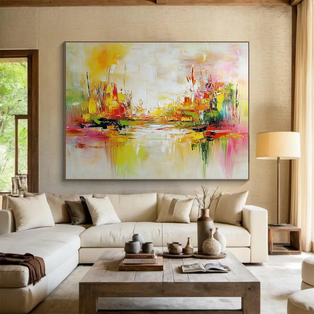 Colorful Cityscape Abstract Painting with Vibrant Energy ABS297