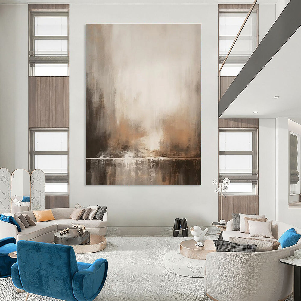 Muted Landscape Abstract Painting for Serene Waiting Rooms HENG455