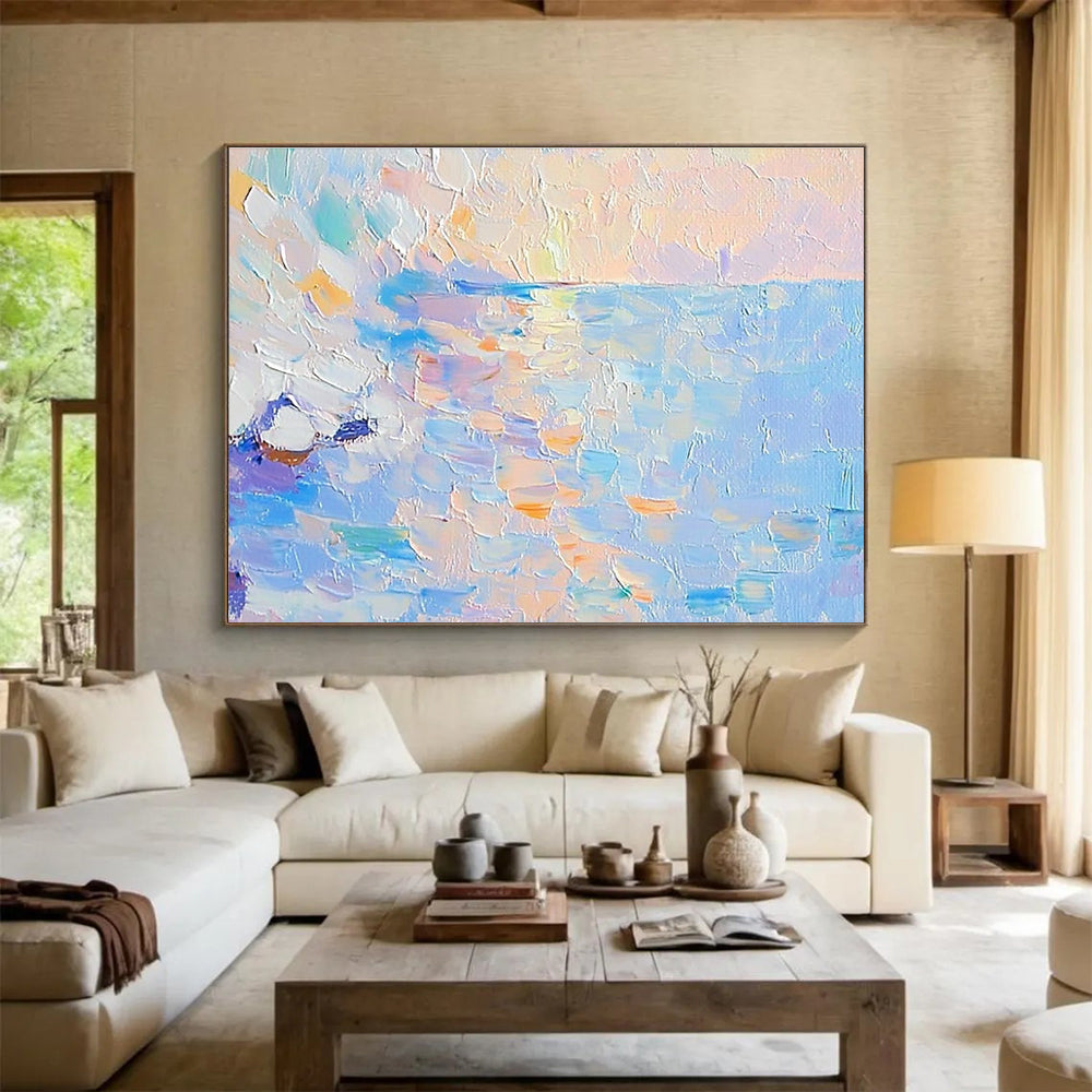 Colorful Sea Abstract Painting with Pointillist - Inspired Brushstrokes ABS278